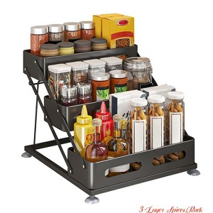 3-Layer Spices Rack, Adjusted Height 10-10.8Inch, Carbon Steel Tiered Spice Rack - 1 of 4