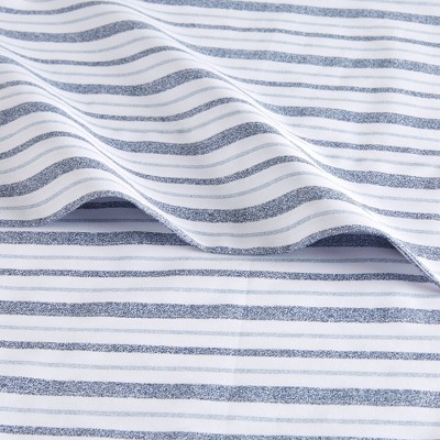 Full Blue Stripe Cotton Percale Sheet Set
