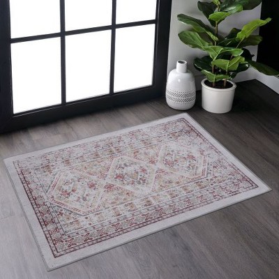 Kumasinova Washable Area Rug, Non-Slip Low-Pile Living Room Rug, Soft Chenille Rugs, Stain-Resistant Door Mat, Kids & Pets Friendly