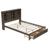 Whisen Farmhouse Style Queen Size Wood Platform Bed with Barn Door Design Headboard, USB Port and 2 Drawers - Brown - 4 of 4