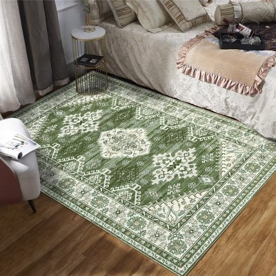 Vintage Distressed Rug Washable Area Rugs for Living Room Non-Slip Low Pile Carpet