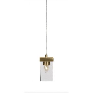 Toltec Lighting Nouvelle 1 - Light Pendant in  New Aged Brass with 4" Square Clear Bubble Shade - 1 of 1
