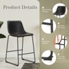 Lirago Black 2PC Armless Industrial Faux Leather Barstool – 18.9"×18.7"×36.2" Metal Legs with Integrated Footrest - 4 of 4