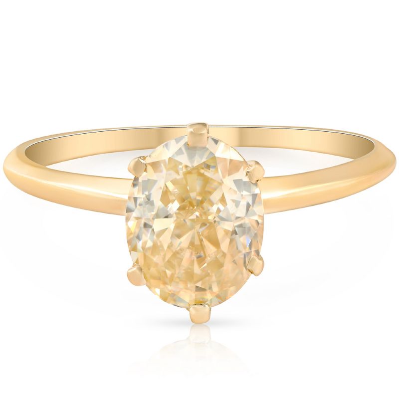 Pompeii3 2Ct Fancy Yellow Oval Solitaire Moissanite Engagement Ring 14k Yellow Gold, 3 of 6