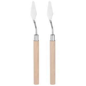 Unique Bargains Stainless Steel Wood Handle Flexible Polished Painting Mixing Scrapers 2 Pcs - 1 of 4