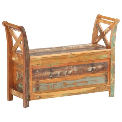 vidaXL Hall Bench Dark brown Solid reclaimed wood 40.6 in wide, 13 in deep