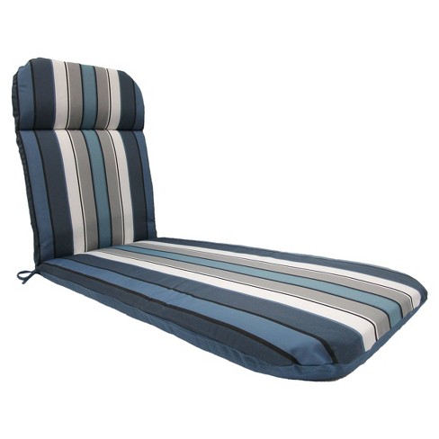 Home Fashions International 22 x31 Sundeck Stripe Outdoor One Piece Chaise Lounge Cushion Captain s Blue All weather Zippered Target