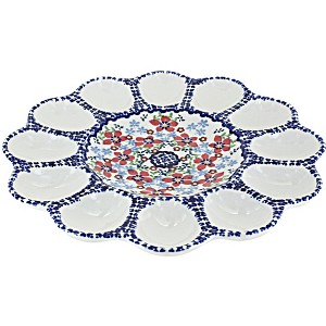Blue Rose Polish Pottery T140 Manufaktura Egg Plate - 1 of 1