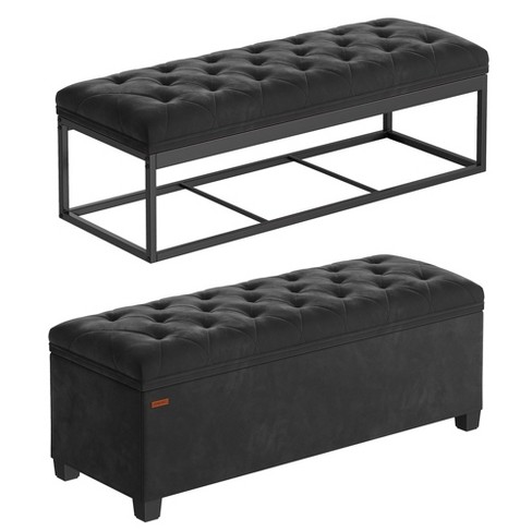 Songmics Storage Ottoman Bench End Of Bed Bench Storage Chest Load Up To 660 Lb For Living Room ...