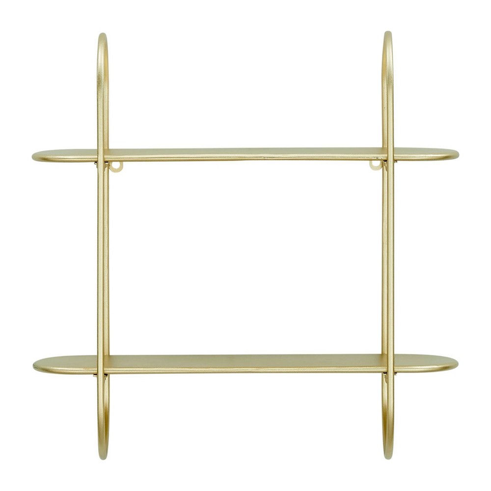 Photos - Wall Shelf 20" 2 Tier Warm Metal Hanging Bracket Wall Mounted Shelf Gold - Danya B.