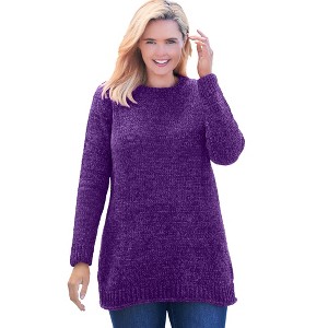 Woman Within Plus Size Crewneck Chenille Sweater - 1 of 4