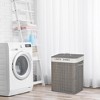 HOMCOM Bamboo Laundry Basket with Lid and String Handles, Collapsible Laundry Hamper with 2 Removable Bags, 2 Section Laundry Sorter - 2 of 4