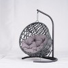Indoor & Outdoor Hanging Wicker Cat Bed with Stand and Cushion, Egg Chair Style Swing for Small Pets – The Pop Home - 2 of 4
