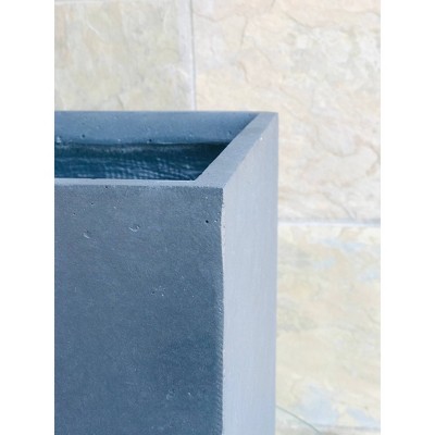 Charcoal Gray Rectangular Concrete Fiberglass Planter Box