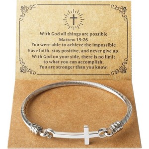 Christian Cross Bracelet Inspirational Bracelets For Women Stainless Steel Jewelry - 1 of 4