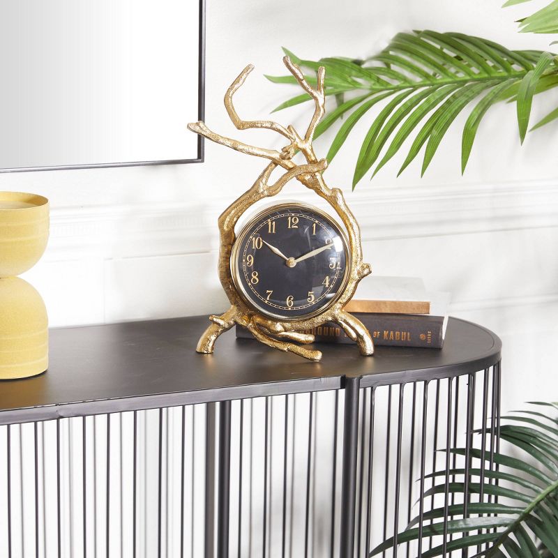 13&#34;x8&#34; Aluminum Clock with Branch Accents Gold - Olivia &#38; May, 2 of 8