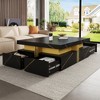 Modern Black Square Storage Coffee Table With 4 Drawers - 4 of 4