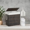 110L Laundry Hamper with Lid Laundry Clothes Hamper with 2 Removable Liner Bags Wicker Double Laundry Basket for Bathroom - 2 of 4