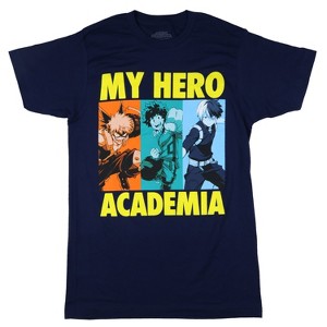 My Hero Academia Shirt Men's Katsuki Izuku Shoto Short Sleeve Graphic Tee (Large) Blue - 1 of 3