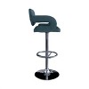 Set of 2 Adjustable Tufted Fabric Barstool with Armrests Dark Blue - CorLiving: Chrome Base, Swivel Seat, Gas Lift - 4 of 4