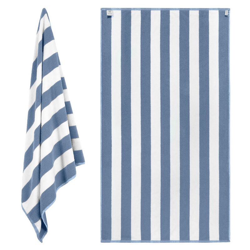 White Classic 100% Cotton Cabana Striped Oversized Beach Towels, 4 of 6