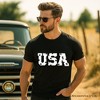 USA Block Letters T-Shirt, Vintage Patriotic Tee for Independence Day| OrnamentallyYou - 4 of 4