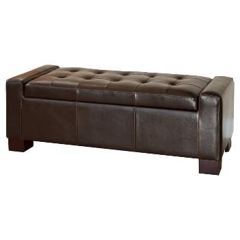 Guernsey Leather Storage Ottoman Bench - Christopher Knight Home