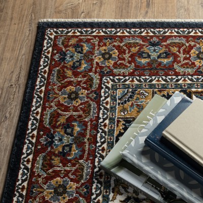 Navy and Multi Persian Inspired Rectangular Synthetic Rug 5'3" x 7'6"