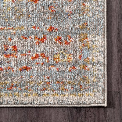 Elegant Gray Distressed Medallion 5' x 7' Synthetic Area Rug