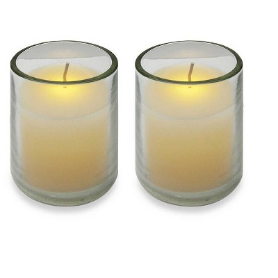 Brite Star Set of 2 Prelit LED Battery Operated Flameless Flickering Wax Votive Candles - Ivory