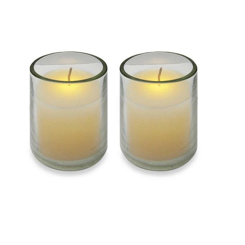 Brite Star Pack of 2 Cream Battery Operated Flameless LED Flickering Wax Votive Candles, 1 of 2