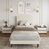 Coucheta Twin Bed Frame with Upholstered Headboard, Beige Corduroy Upholstered Platform Bed, Wooden Slats, No Box Spring Needed, Noise Free - 2 of 4