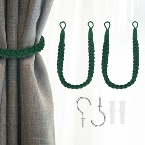 Unique Bargains Cotton Hand-Woven Decorative Metal Hook Curtain Drapes Holdbacks 23.6" - 1 of 4