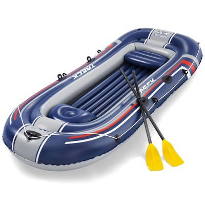 Bestway 61110E Hydro Force Treck X3 Heavy Duty Inflatable 3 Person Outdoor Water Raft Set with Pair of Oars, Foot Pump, and Repair Patch
