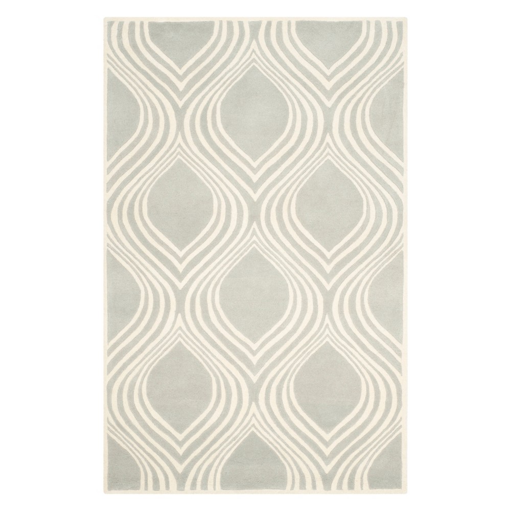 5'x8' Toni Geometric Tufted Accent Rug Gray/Ivory - Safavieh