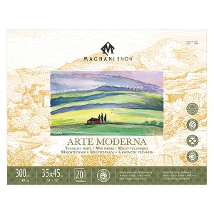 Magnani 1404 Arte Moderna Mixed Media Pad, 140 lb (300gsm), 100% Cotton, Extra White, Vegan-Sized Mixed Media Paper for Wet and Dry Art, Absorbent, - 1 of 4