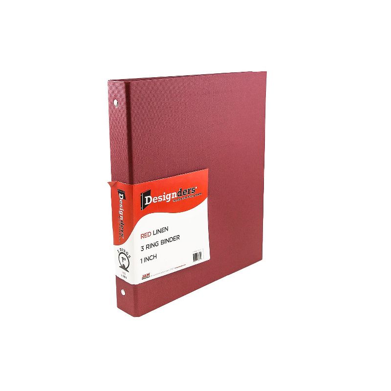 JAM Paper Premium Linen Textured 1 Inch Binder Red 3 Ring Binder 751LRE, 1 of 4
