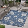 FONTOI Woven Area Rugs, Indoor and Outdoor Geometric Rugs with Floral Pattern, Floor Mat Carpet for Home Backyard Patio, Dark Blue, 84"*0.16"*63" - 2 of 4