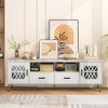 Tangkula Modern Faux Marble Entertainment Center 71-Inch TV Stand for 80" TVs White - 2 of 4