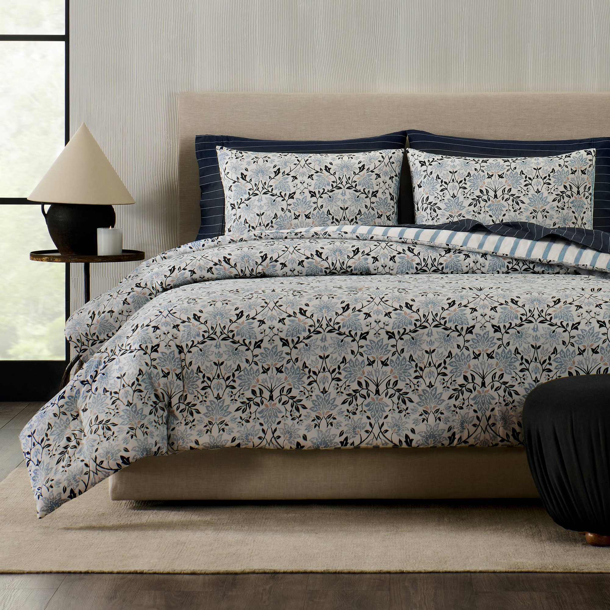 Jeremiah Brent Home 3pc California King Floral 'Geneva' Cotton Comforter Set Blue