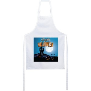 Happy Halloween Spooky Graveyard and Full Moon Scene White Apron - 1 of 2