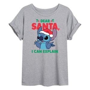 Women's - Lilo and Stitch - Dear Santa I Can Explain Christmas Oversized Graphic T-Shirt - 1 of 4