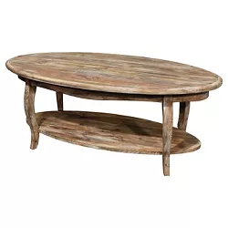 48" Oval Coffee Table Driftwood Rust - Alaterre Furniture