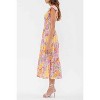 August Sky Women's Short Flutter Sleeves Tiered Floral Midi Dress - 3 of 4