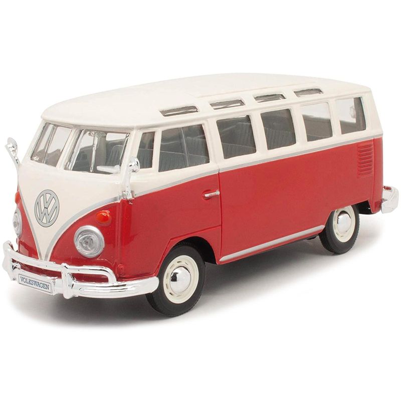 Volkswagen Van Samba Bus Red and White 1/25 Diecast Model by Maisto, 2 of 4