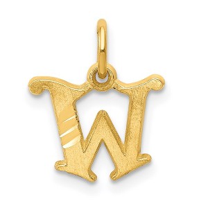 Black Bow Jewelry 14k Yellow Gold, Isabelle Collection, Mini Letter W Initial Charm - 1 of 4