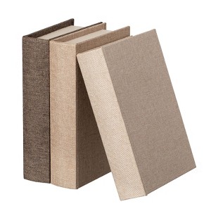 Vintiquewise 8" Classic Linen Book Box – Vintage Decorative Storage Case for Keepsakes, Jewelry, Documents & Home Decor Accent - 1 of 4