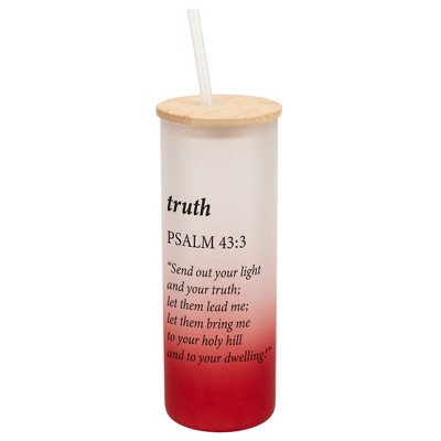 Elanze Designs Truth Light Lead Me Holy Psalm 43:3 Wrap-Around Design 25 Ounce Frosted Gradient Glass On-The-Go Coffee Travel Skinny Tumbler Mug Cup,