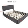 DOMETOUR Queen Size Upholstered Linen Fabric Trundle bed with Drawers Grey - 3 of 4