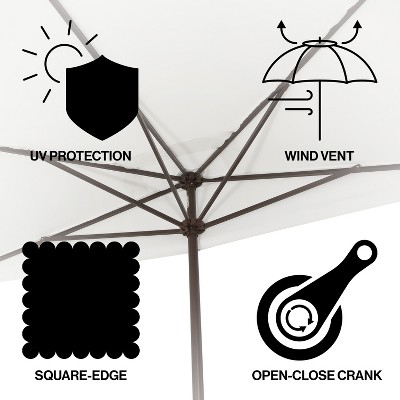 Sidney 9 ft. White Aluminum MidCentury Patio Umbrella with Crank